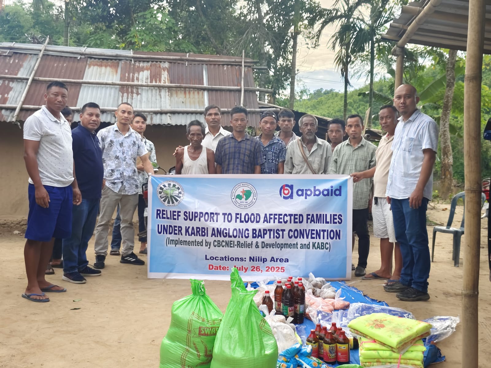 Relief support distribution with affected families in Nilip area
