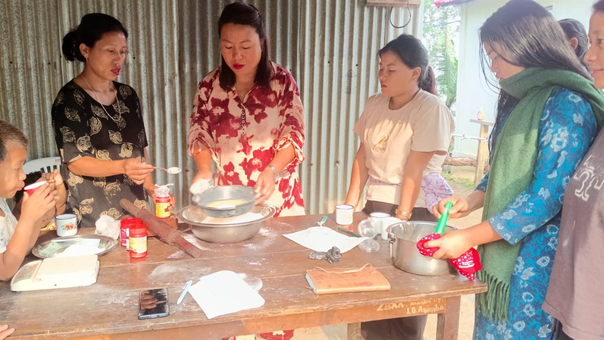 Hands-on food preparation during the training