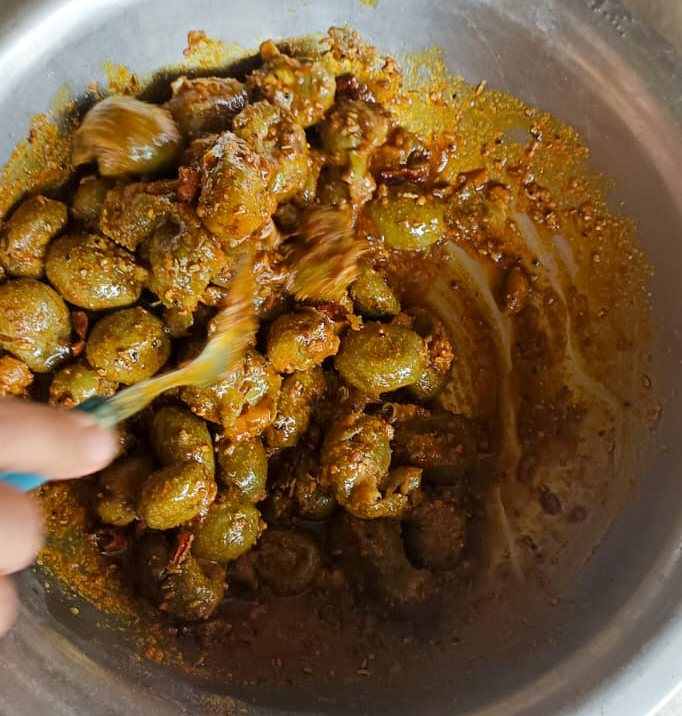 Indian olive pickle preparation during the training